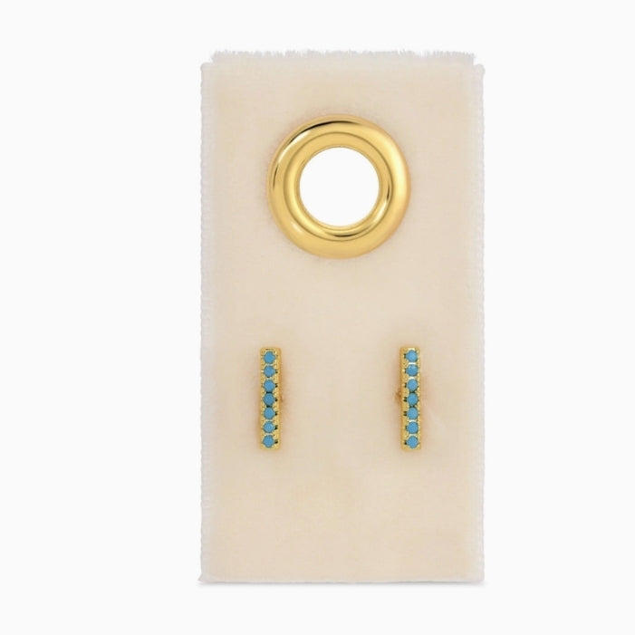 Light Blue Pavé Bar Studs