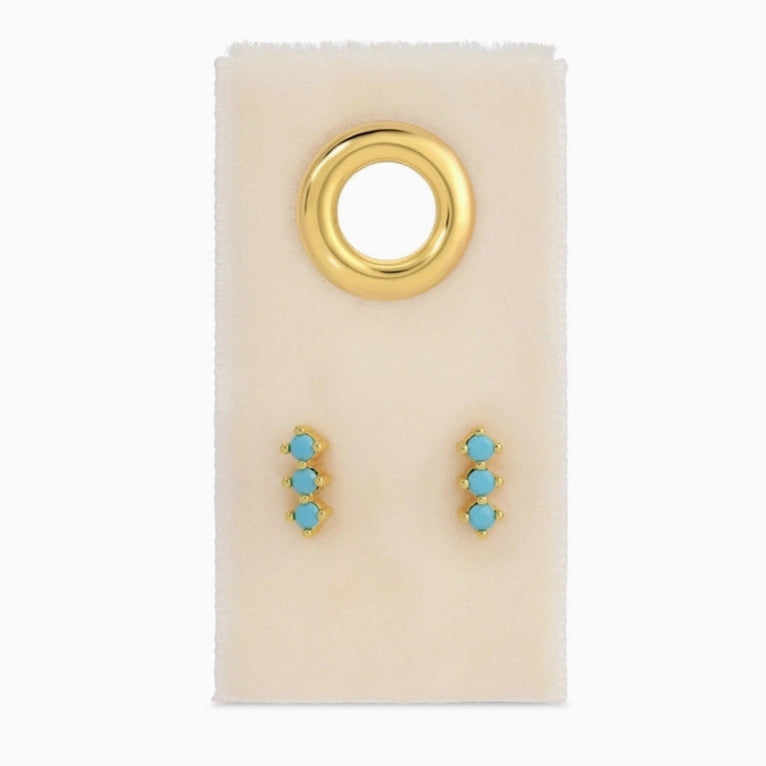 Triple Cz Bar Studs