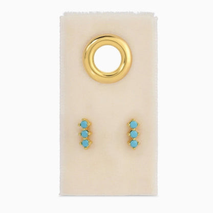 Triple Cz Bar Studs