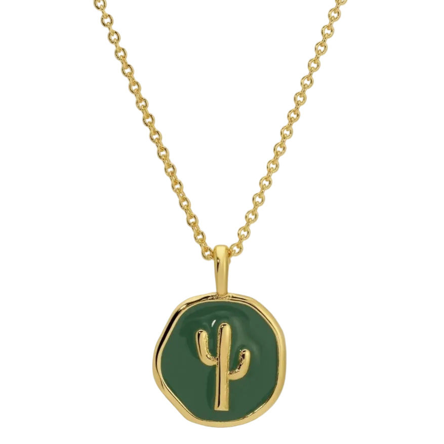Tiny Cactus Pendant Necklace