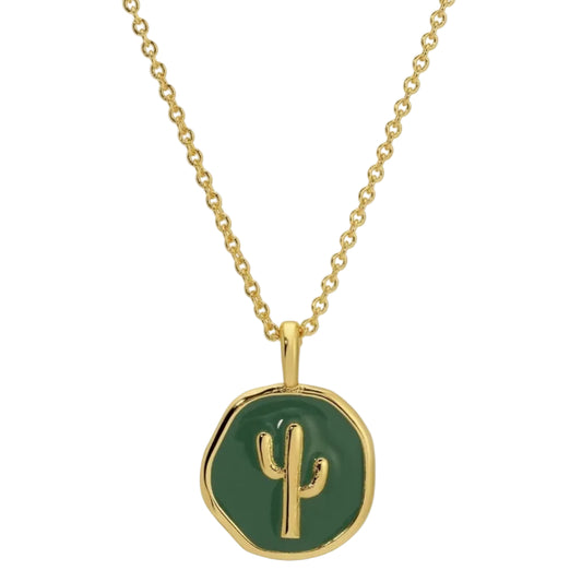 Tiny Cactus Pendant Necklace