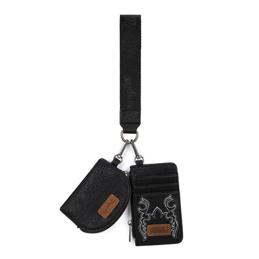 Embroidered Bi-Fold Wallet - Black