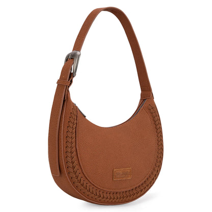 Whipstitch Crescent Crossbody - Brown