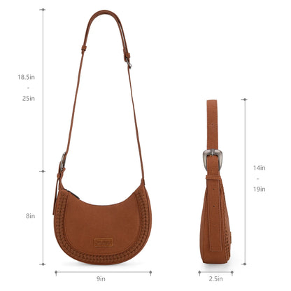 Whipstitch Crescent Crossbody - Brown