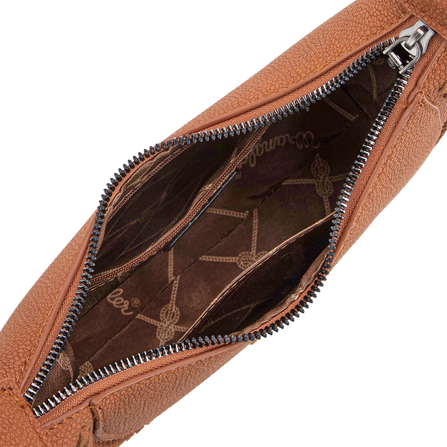 Whipstitch Crescent Crossbody - Brown