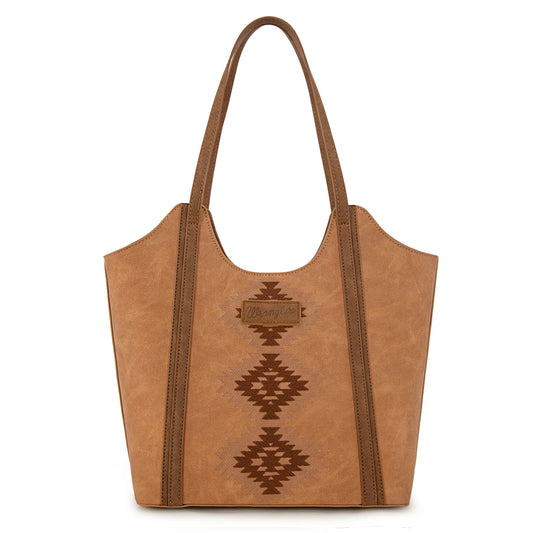 Aztec Embroidered Tote - Brown