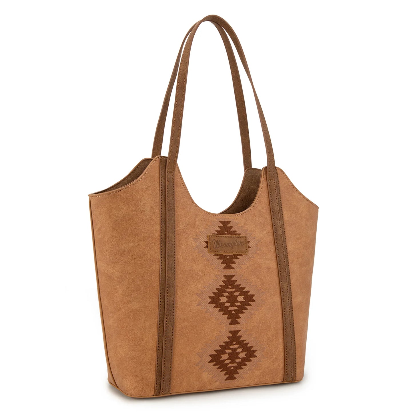 Aztec Embroidered Tote - Brown