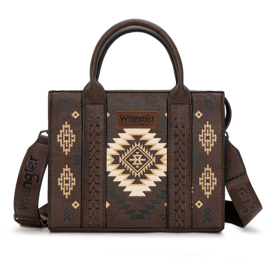 Aztec Pattern Tote - Coffee