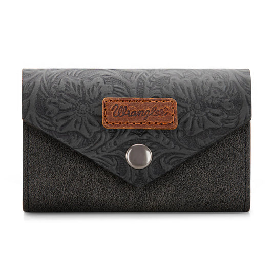 Floral Tooled Card Holder - Black