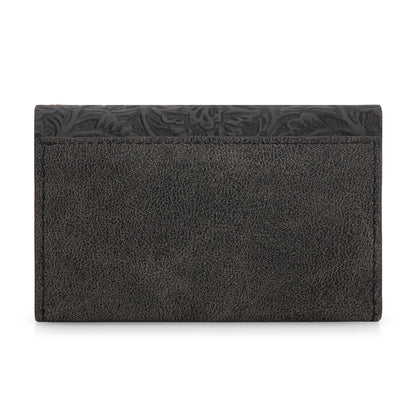 Floral Tooled Card Holder - Black