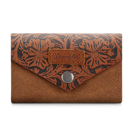 Floral Tooled Card Holder - Brown