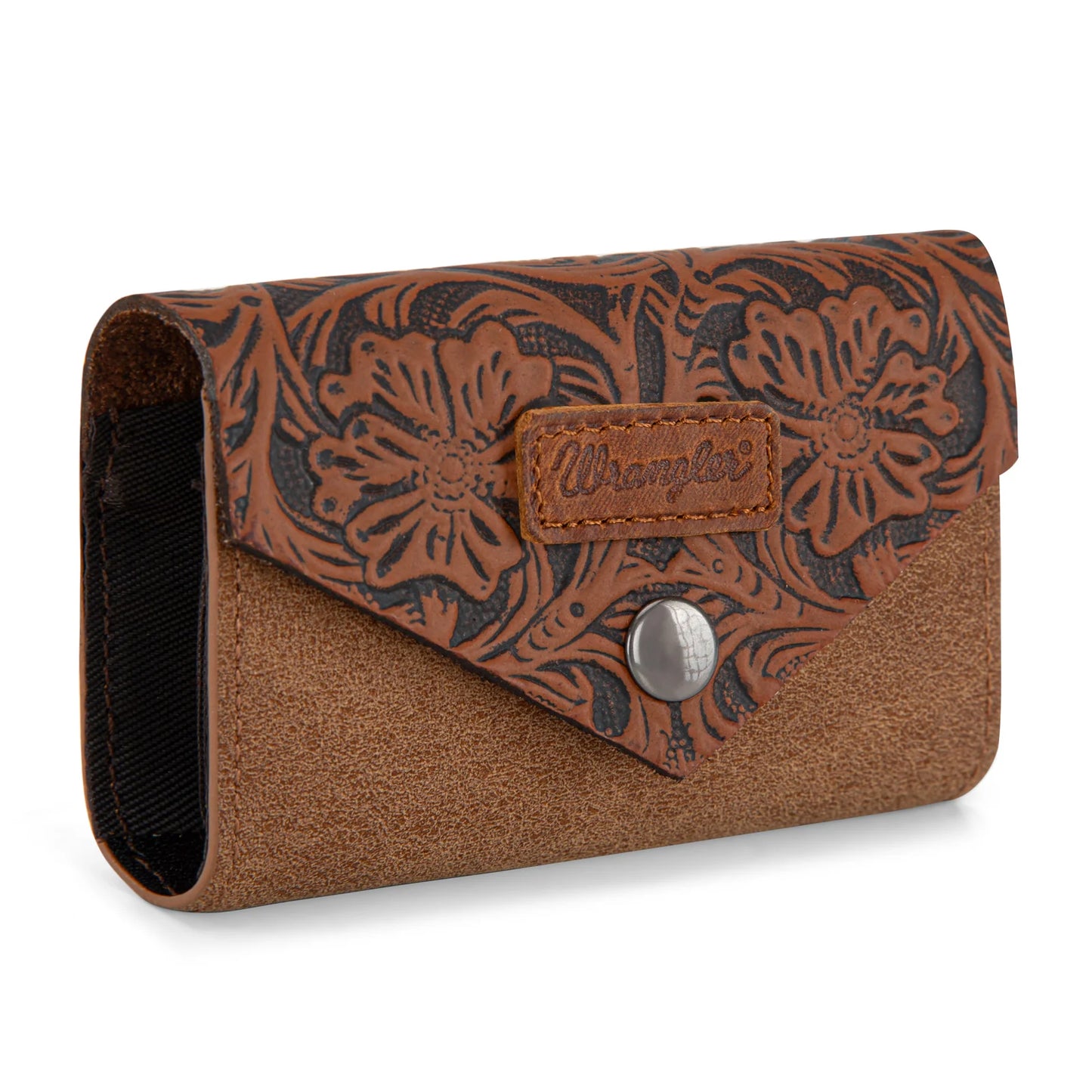 Floral Tooled Card Holder - Brown