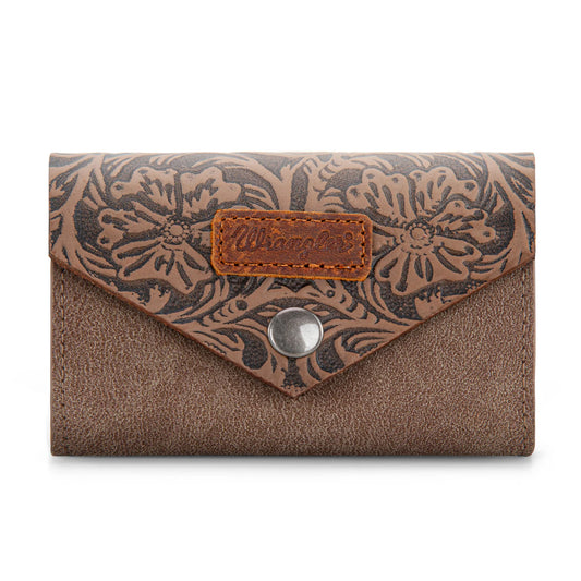 Floral Tooled Card Holder - Khaki