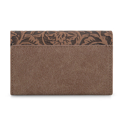 Floral Tooled Card Holder - Khaki