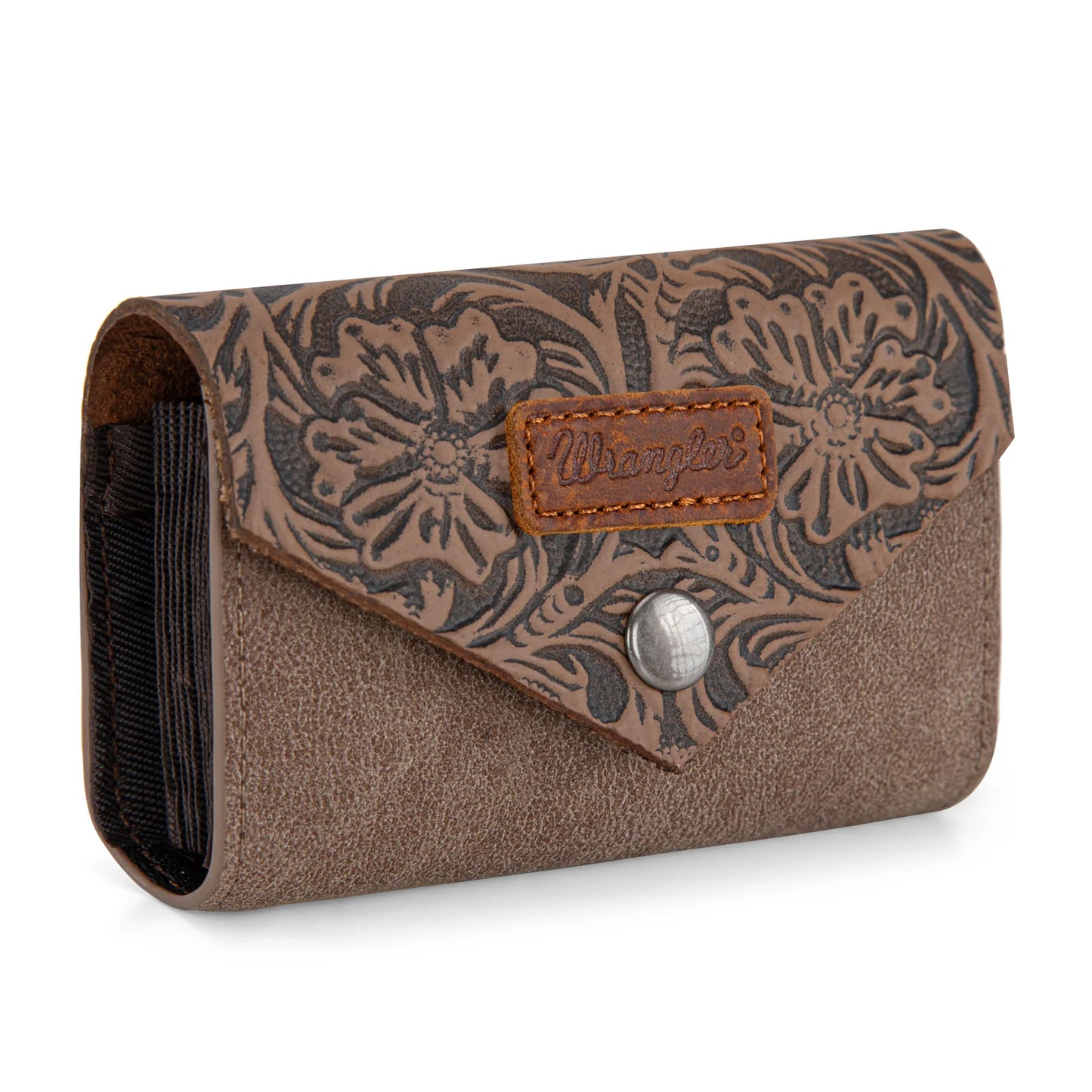 Floral Tooled Card Holder - Khaki