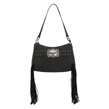 Fringe Buckle Bag - Black