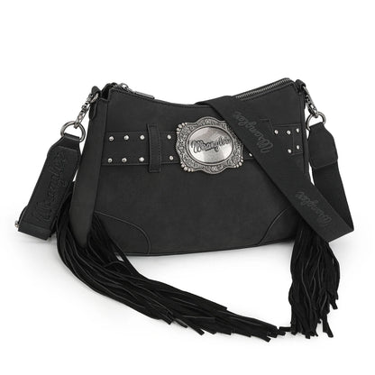 Fringe Buckle Bag - Black