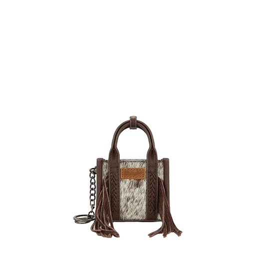 Cowhide Mini Fringe Tote - Coffee