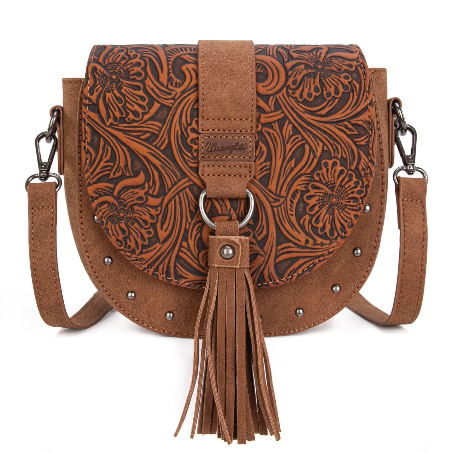 Western Tooled Saddle Bag - Brown