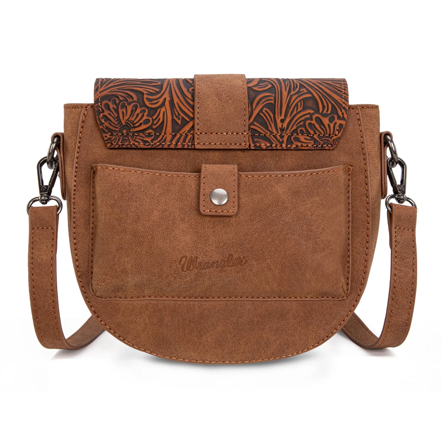 Western Tooled Saddle Bag - Brown