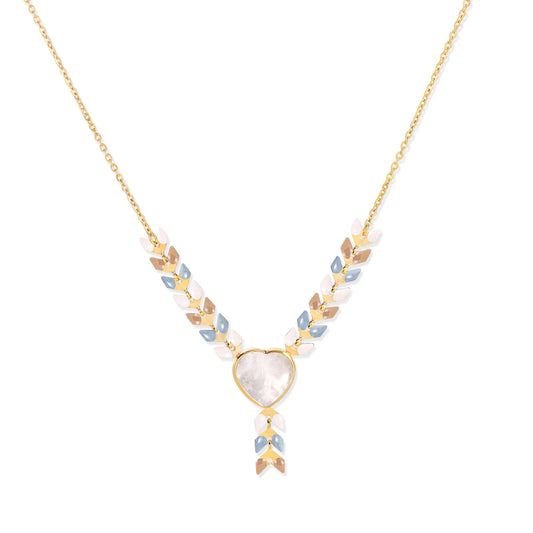 14k Gold Heart Necklace - Moonstone
