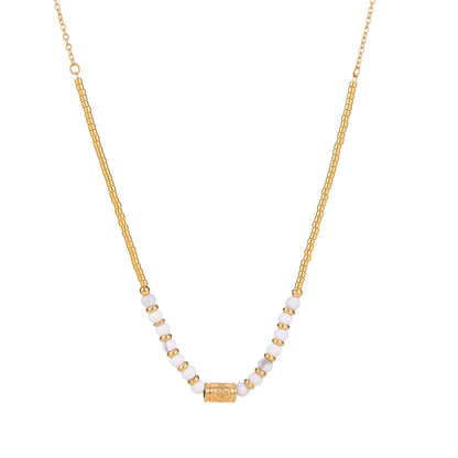 14K Chain Boho Necklace - White