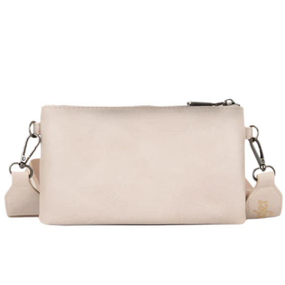 Dual Zipper Crossbody Bag - Tan