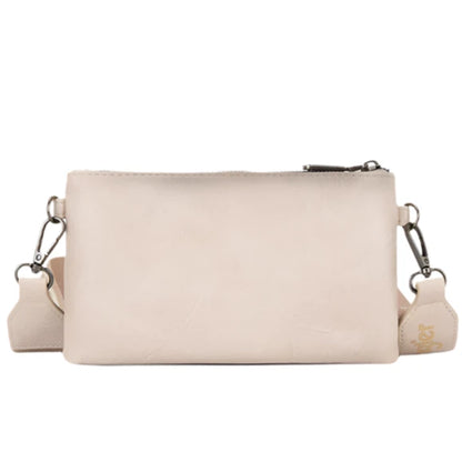 Dual Zipper Crossbody Bag - Tan