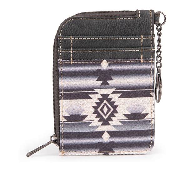 Southwestern Art Print Mini Zip Card Case -Black